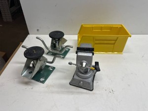 Industrial Workshop Tool Lot   Bench Vise, Machine Parts & ULINE Bin