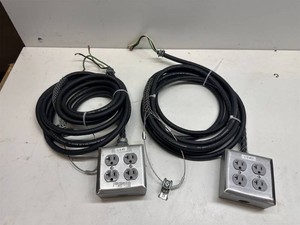 Heavy Duty Industrial Hanging 4-Outlet Power Boxes   12 AWG Seoprene Cord   Set of 2