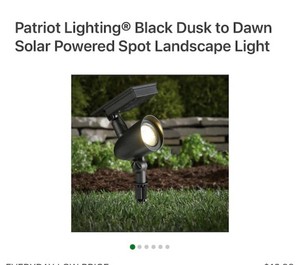 Patriot Lighting  Black Dusk to Dawn Solar Powered Spot Landscape Light