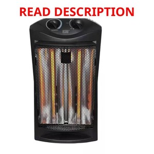 Unbranded 1500-Watt Black Electric Tower Quartz Infrared Space Heater with Thermostat