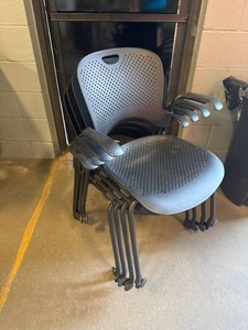 4-Pack Black Plastic NestingStacking Office Chairs   Rolling Casters