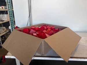 $190 LISTA PB-5 Red Plastic Parts Bins   Large Lot   3 x 3 x 2