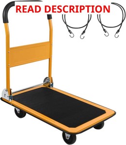 LEADALLWAY Foldable Push Cart Platform Truck 330lbs Capacity with 2 Ropes