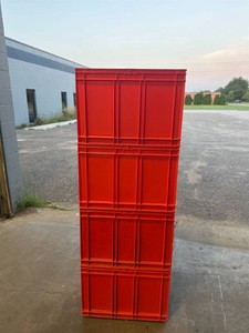 $180 Heavy-Duty Stackable Plastic Totes   24 x 16 x 16, Set of 4 red