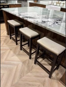 Set of 3 Upholstered Counter Stools