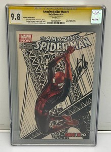 STAN LEE Autographed Amazing Spider-Man #1 CGC 9.8 Graded Mico Suayan Fan Expo Partial Sketch Variant