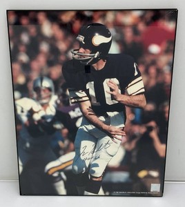 Framed Autographed Fran Tarkenton HOF 86 16 x 20