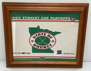 2003 Stanley Cup Playoffs Framed Minnesota Wild Hanky 14 x 16