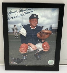 Framed 8 x 10  Official Autographed Photo Johnny Blanchard 1962 World Champs