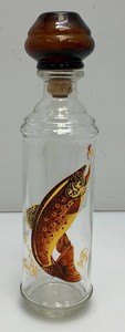 1968 Collectible Cabin Still Sportsman Collection Trout Decanter With Amber Glass Cork Stopper