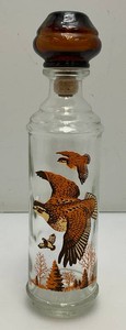 1968 Collectible Cabin Still Sportsman Collection Bobwhite Quail Decanter With Amber Glass Cork Stopper