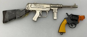 Two Vintage Miniature Cap Guns Machine Gun Needs Handle Repaired