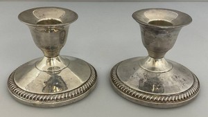 Vintage Sterling Silver Weighted Candle Stick Holders 442.58 Grams Overall