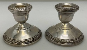 Vintage Sterling Silver Weighted Candle Stick Holders 414.42 Grams Overall