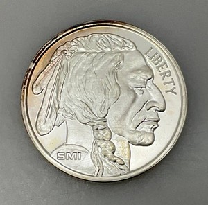 1 Troy Ounce .999 Fine Silver Indian Head Coin Mint Mark SI