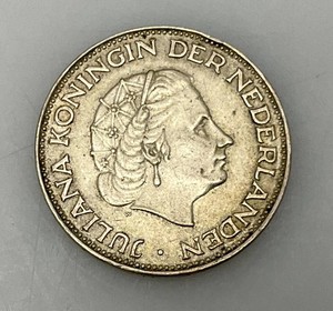 1962 Netherlands Kingdom Queen Juliana Vintage Silver Coin 15.02 Grmas