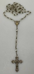 Sterling Silver Vintage Rosary Beaded Cross Is Sterling 7.38 Grams
