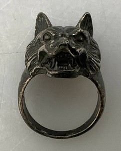 Vintage Sterling Silver Marked Wolf Head Ring Size 6.5 10.28 Grams