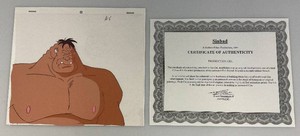 Highly Collectible Disneys Sinbad Production Cel With Artists Sketch And Coa 9.5 x 10.5