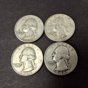 Mixed Lot of (4) Pre-1965 Washington Quarters - 90% silver