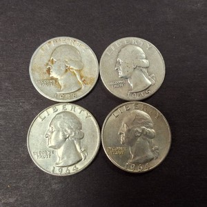 1936 (1) 1964 (2) 1945 (1) Four total 90% Silver Quarters