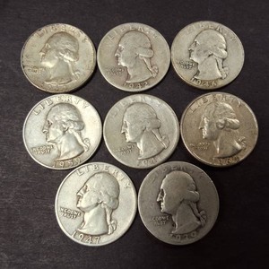 Mixed lot of (8) Washington 90% Silver Quarters