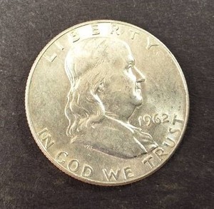 Single Bright Franklin Half Dollar 1962