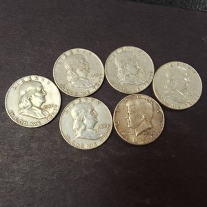 1959-1964 Half Dollar Series Lot of (6) Total - 90% Silver