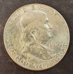 Single Bright Franklin Half Dollar 1963