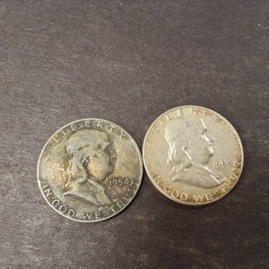 Lot of (2) Franklin Half Dollars 1954 - 90% Silver