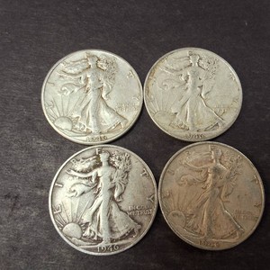 Lot of (4) 1946 Walking Liberty Half Dollars 90% Silver