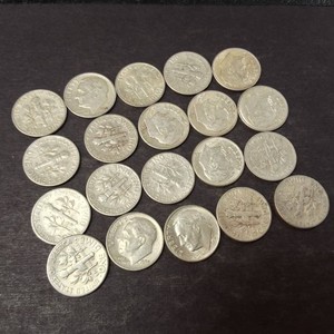 One Face Dollar Lot of (10) Total 90% Silver Roosevelt Dimes
