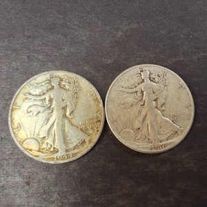 Lot of (2) Walking Liberty Half Dollars 90% Silver