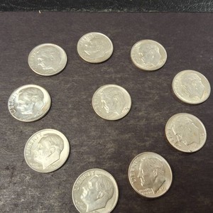 Bid on this Lot of (10) Total 90% Silver Roosevelt Dimes