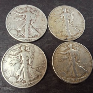 Great Lot of (4) 1947 Walking Liberty Half Dollars 90% Silver