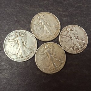 Vintage (48 & 46) Lot of (4)  Walking Liberty Half Dollars 90% Silver