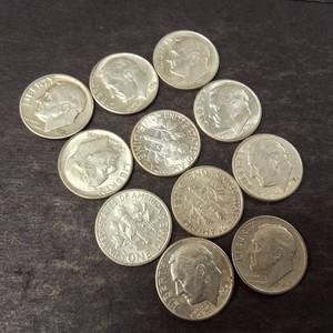 Shine Lot  (10) Total 90% Silver Roosevelt Dimes
