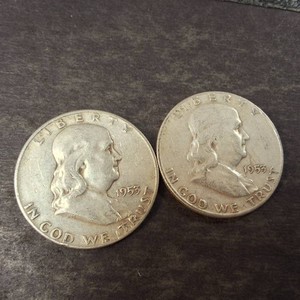 Lot of (2) Franklin Half Dollars - both 1953 - 90% Silver