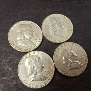 Lot of (4) 1963 Franklin Half Dollars 90% Silver