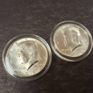 Another Lot of Two BU 1964 Kennedy Half Dollars in cases 90% Silver
