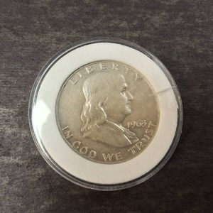 Nice Single 90% Franklin Half Dollar 1963 in case