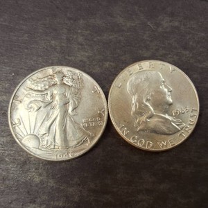 1946 and 1963 90% Silver Half Dollars - Guy and Gal