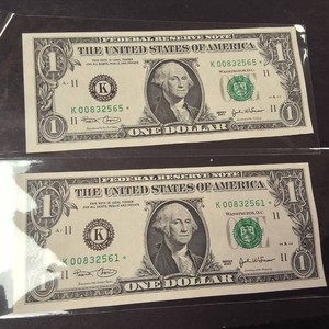 Crisp and Clean Lot of (2) Star Note FRN Series 2003
