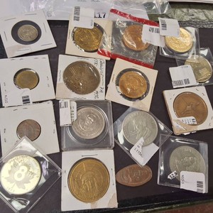 Large Lot (16) total coins  Intl currency AND medallions collection