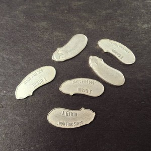 Lot of (6) 1 gram bars of .999 fine (pure) silver Eggplant Bonanza
