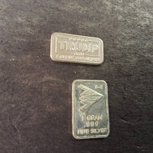 Stealth & TRUMP Lot of (2) 1 gram bars of .999 fine (pure) silver