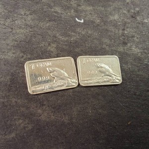 Shark Attack Lot of (2) 1 gram bars of .999 fine (pure) silver