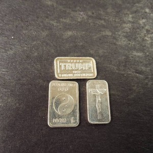 Lot of (3) .999 Fine Silver Bars 1 gram each.  Religious series
