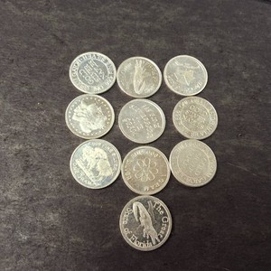 Lot of (10) .999 Fine Silver Rounds 1 gram each.  Buffalo, Squid, Cache