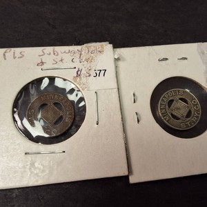Minneapolis Vintage Subway and street car tokens (2) total
